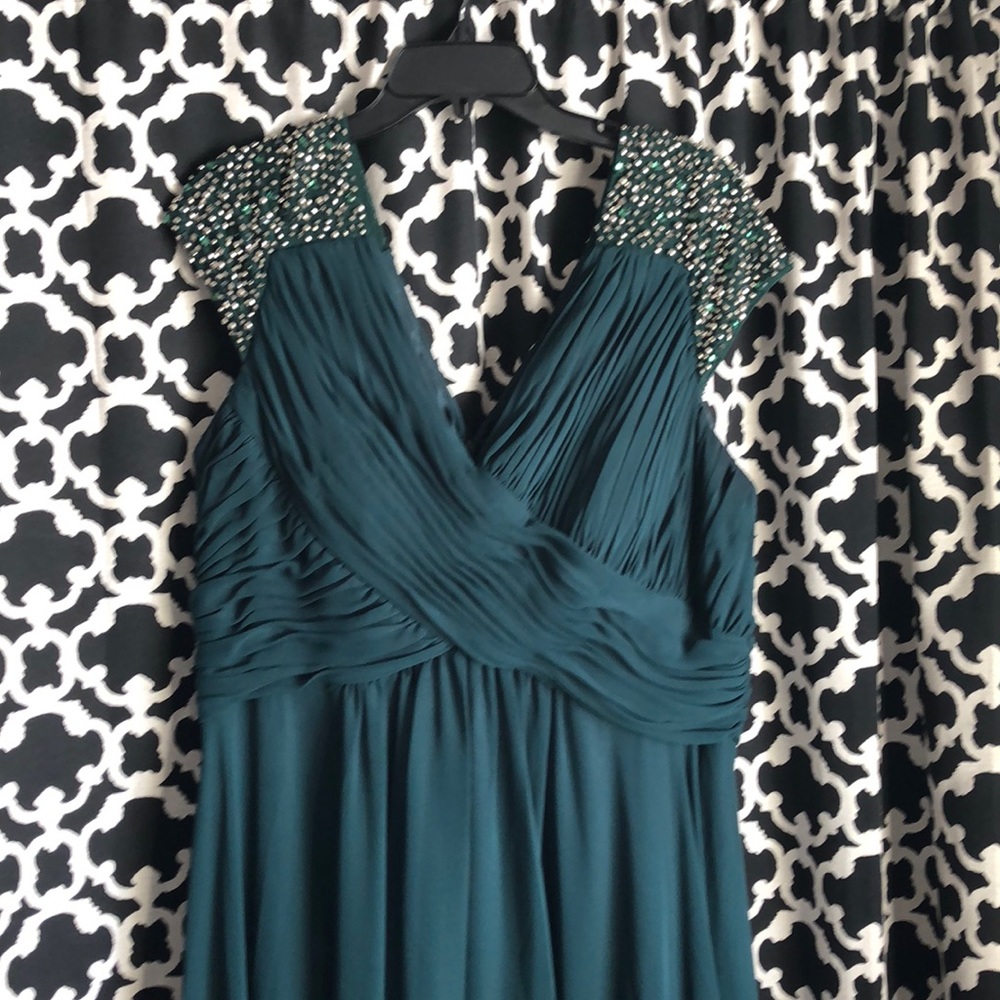 Emerald Beaded Black Tie Gown
